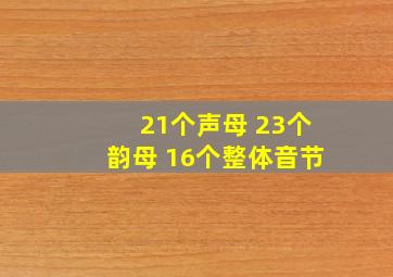 21个声母 23个韵母 16个整体音节